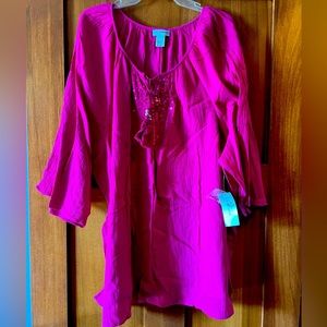 3/4 sleeve, gauze material